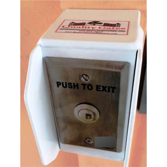 Gate opener push button to request exit access control system